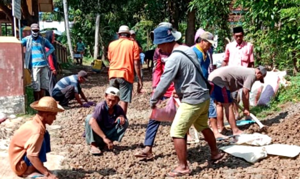 Warga Masalembu secara swadaya memperbaiki jalan utama