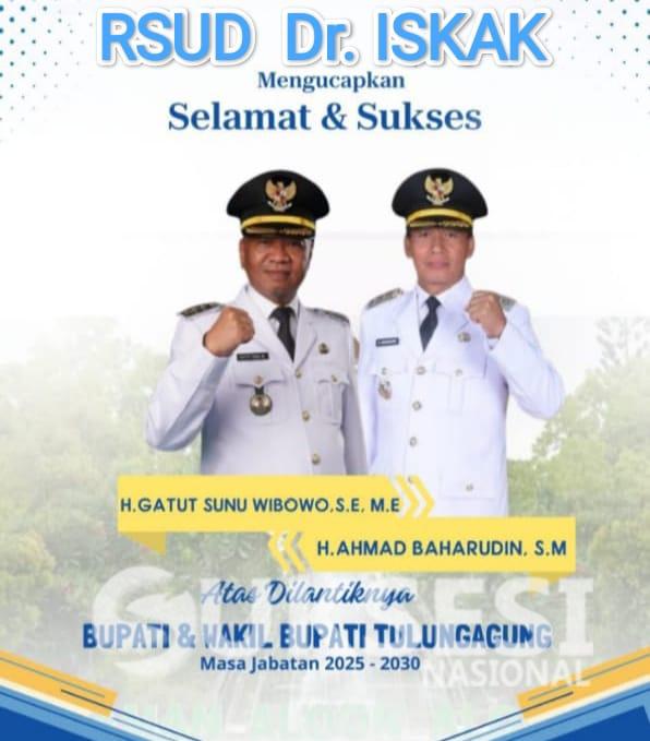 Selamat Atas Dilantiknya H. Gatut Sunu Wibowo, SE, ME dan H. Ahmad Baharudin, S.M Sebagai Bupati dan Wakil Bupati Tulungagung Periode 2025 – 2030