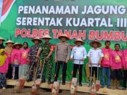 Polres Tanbu Tanam Jagung Serentak di Desa Sarigadung, Dukung Ketahanan Pangan