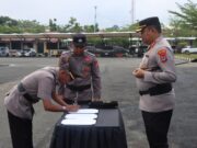 KAPOLRES TANAH BUMBU PIMPIN SERTIJAB KASAT TAHTI, KAPOLSEK MANTEWE DAN KAPOLSEK BATULICIN