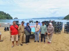 Bupati Trenggalek dan DKP Jatim Tenggelamkan Rumah Ikan di Pantai Joketro, Dorong Ekonomi Biru dan Kelestarian Alam