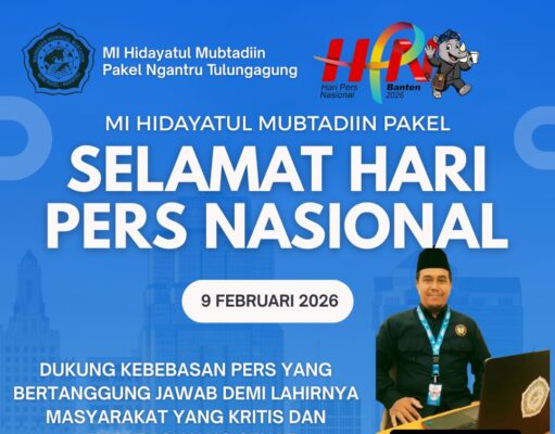 Keluarga Besar MI Hidayatul Mubtadin pakel mengucapkan selamat memperingati Hari. Pers Nasional