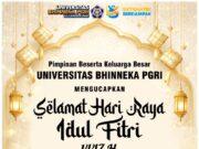 Keluarga Besar Universitas Bhineka PGRI Mengucapkan selamat Hari raya Idul Fitri 1447 H