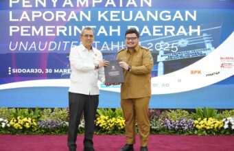 Mas Dhito Serahkan LKPD Kabupaten Kediri Unaudited Tahun 2025 ke BPK Jatim