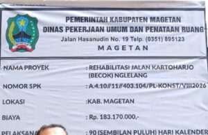 Antipasi Jalan Saat Banjir. Dpupr kab. Magetan Kerjakan Rehabilitasi Peninggian Jalan Becok – Ngelang Kartoharjo