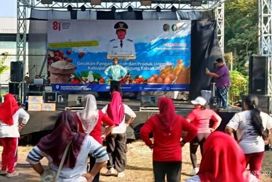 Gelar Senam Masal, Dinas Ketahanan Pangan Tulungagung Sukseskan Gerakan Pangan Murah dan Produk Unggulan